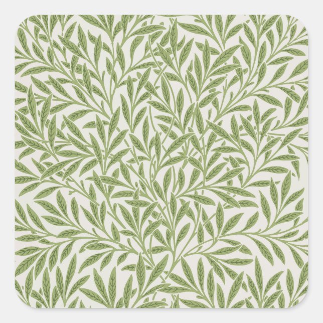 Pegatina Cuadrada Pattern of green leafy branches  (Anverso)