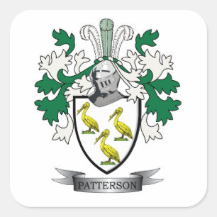 Pegatina Cuadrada Patterson Family Crest Coat of Arms