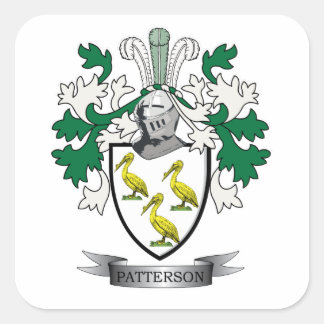 Pegatina Cuadrada Patterson Family Crest Coat of Arms