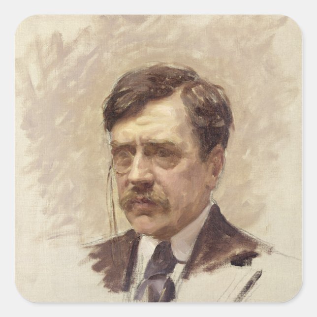 Pegatina Cuadrada Paul Bourget c.1895 (Anverso)