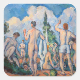 Pegatina Cuadrada Paul Cezanne - Bathers