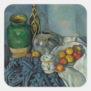 Pegatina Cuadrada Paul Cezanne - Bodegón con manzanas