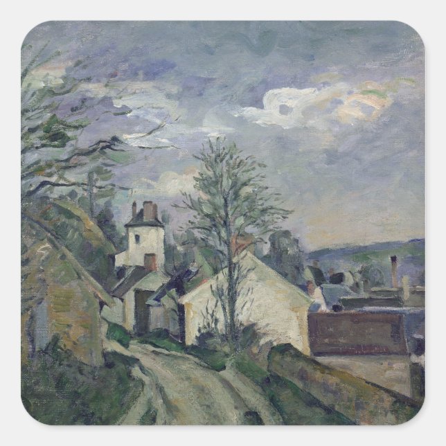 Pegatina Cuadrada Paul Cezanne | Casa del Médica Gachet en Auve (Anverso)
