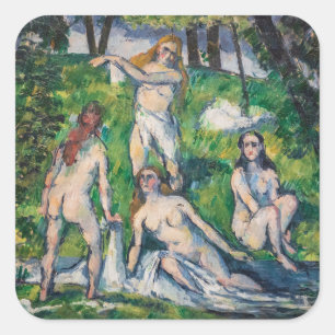 Pegatina Cuadrada Paul Cezanne - Cuatro Bañistas