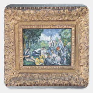 Pegatina Cuadrada Paul Cezanne   Dejeuner sur l'herbe, 1876-77
