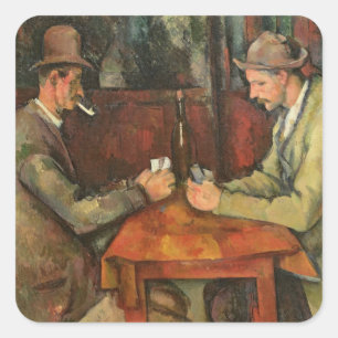 Pegatina Cuadrada Paul Cezanne el   los jugadores de tarjeta,