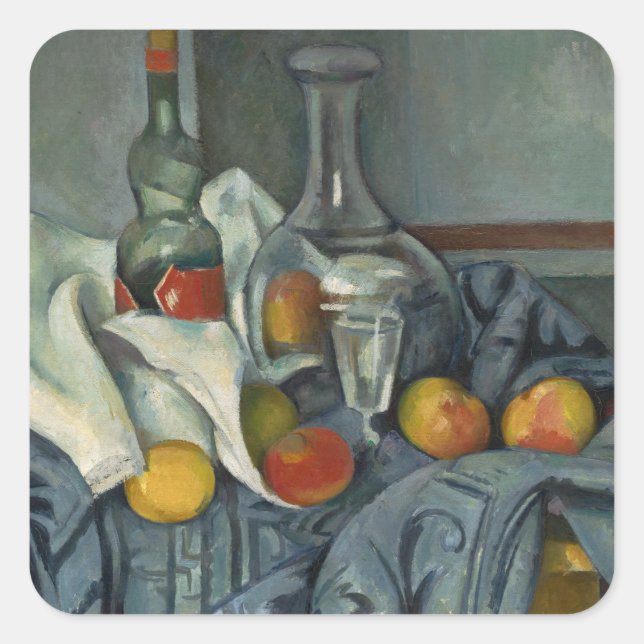 Pegatina Cuadrada Paul Cezanne | La botella de Peppermint, 1893-95 ( (Anverso)
