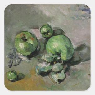 Pegatina Cuadrada Paul Cezanne   Manzanas verdes, c.1872-73