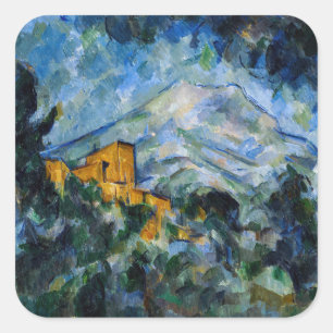 Pegatina Cuadrada Paul Cezanne - Mont Saint-Victoire y Chateau Noir
