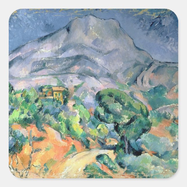 Pegatina Cuadrada Paul Cezanne | Mont Sainte-Victoire, 1900 (Anverso)