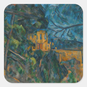 Pegatina Cuadrada Paul Cezanne - Poster del Chateau Noir