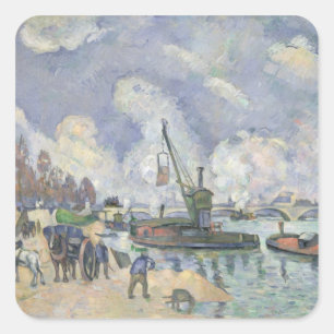 Pegatina Cuadrada Paul Cezanne Quai de Bercy, París, 1873-75