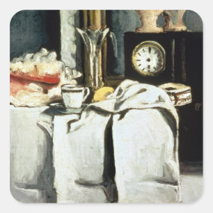 Pegatina Cuadrada Paul Cezanne  Reloj de mármol negro, c.1870