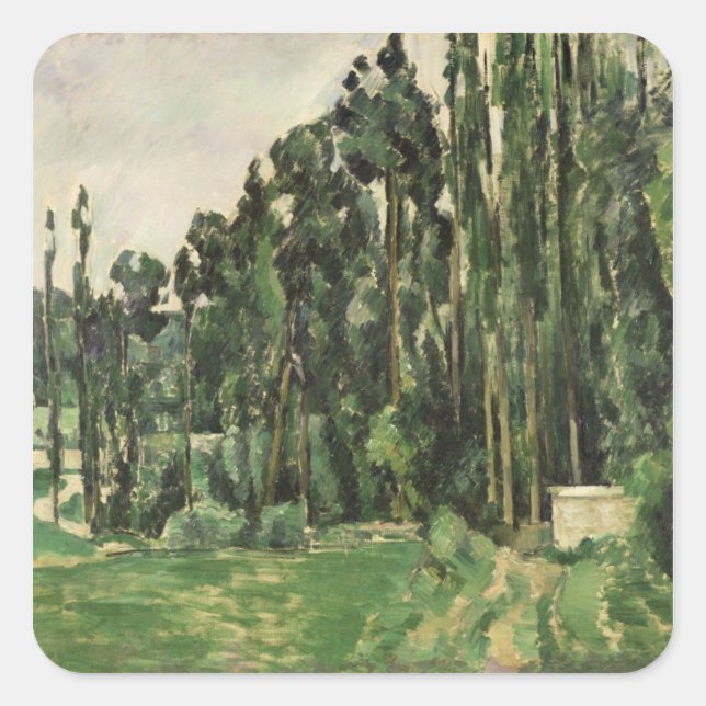 Pegatina Cuadrada Paul Cezanne | The Poplars, c.1879-82 (Anverso)