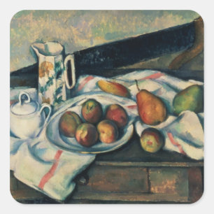 Pegatina Cuadrada Paul Cezanne Vida de melocotones y peras, 18