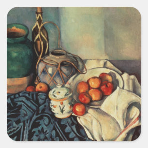 Pegatina Cuadrada Paul Cezanne Vida residual con manzanas, 1893-94