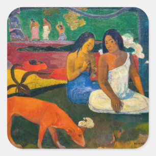 Pegatina Cuadrada Paul Gauguin - Arearea / El Perro Rojo