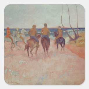 Pegatina Cuadrada Paul Gauguin   Caballo en la playa 1902