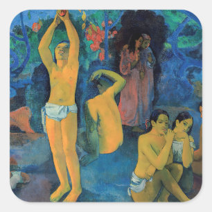 Pegatina Cuadrada Paul Gauguin - ¿De dónde venimos?