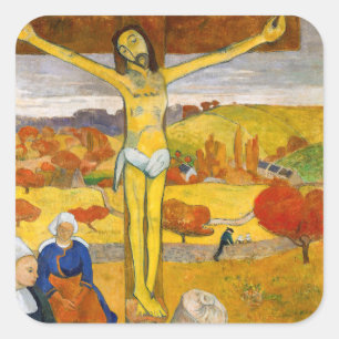 Pegatina Cuadrada Paul Gauguin - El Cristo Amarillo
