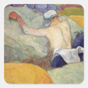 Pegatina Cuadrada Paul Gauguin el   en el calor, o los cerdos, 1888