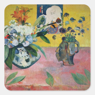 Pegatina Cuadrada Paul Gauguin   Flores y papel japonés, 1889