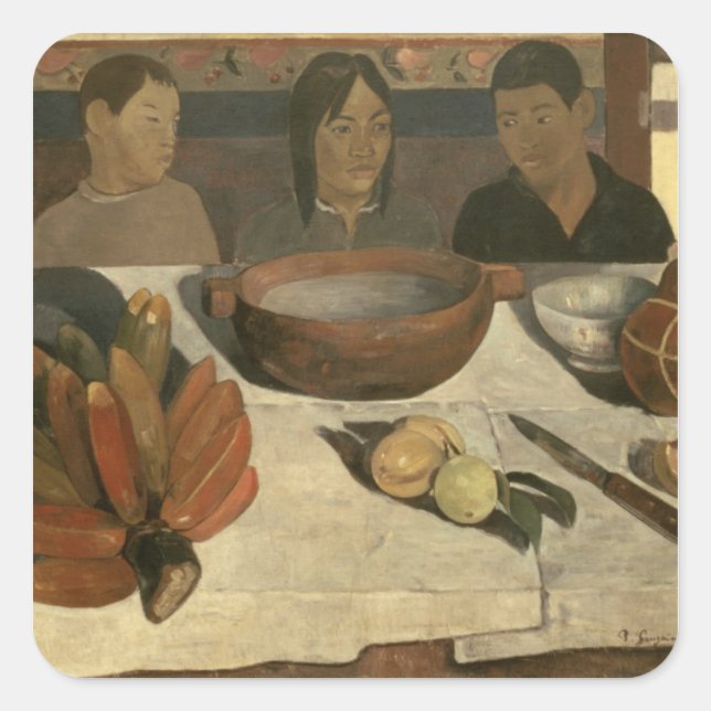 Pegatina Cuadrada Paul Gauguin | La Comida, 1891 (Anverso)