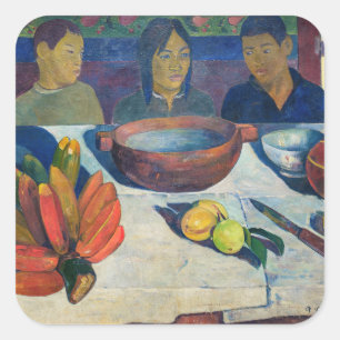 Pegatina Cuadrada Paul Gauguin - La Comida / Los plátanos
