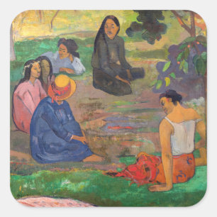 Pegatina Cuadrada Paul Gauguin - La conversación / Les Parau Parau