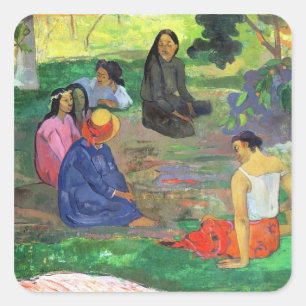 Pegatina Cuadrada Paul Gauguin Les Parau Parau , o Conversación,