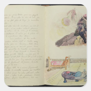 Pegatina Cuadrada Paul Gauguin   Páginas de Noa Noa, 1893-94