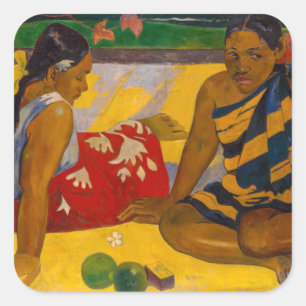 Pegatina Cuadrada Paul Gauguin - Parau Api / ¿Qué hay de nuevo?