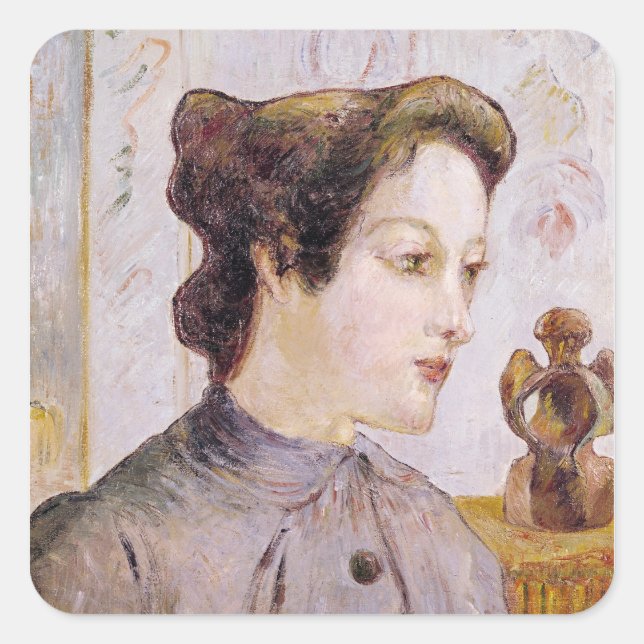 Pegatina Cuadrada Paul Gauguin | Retrato de una joven, 1886 (Anverso)
