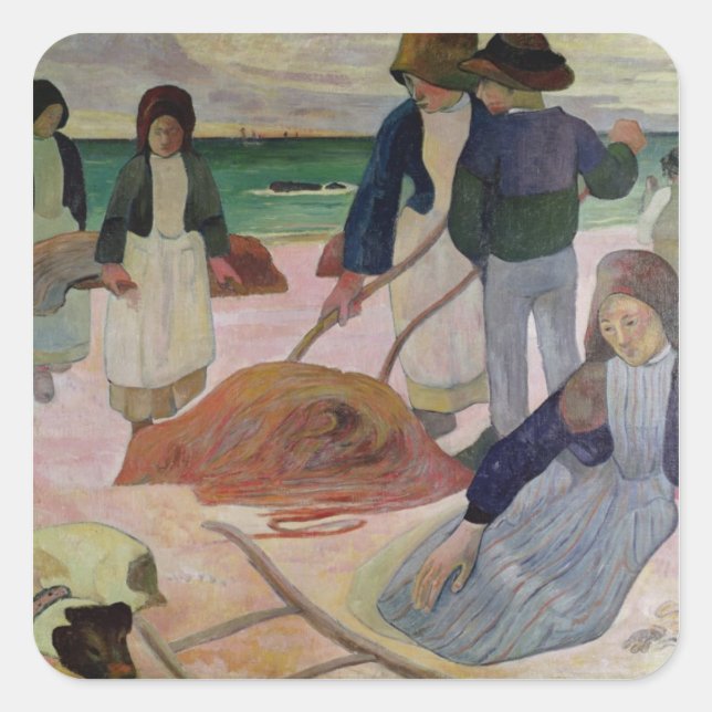 Pegatina Cuadrada Paul Gauguin | Reuniones de algas marinas, 1889 (Anverso)