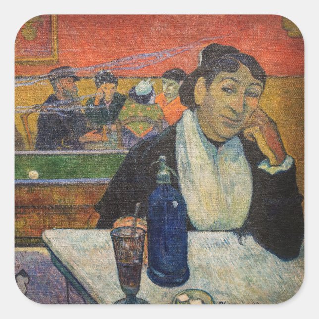 Pegatina Cuadrada Paul Gauguin - The Night Cafe, Arles (Anverso)