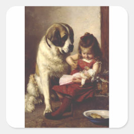 Pegatina Cuadrada Paul Hermann Wagner: Mejores Amigos Arte Victorian