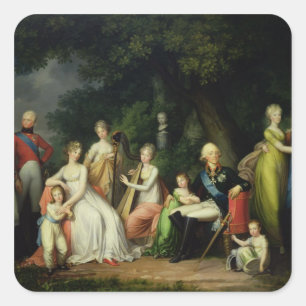 Pegatina Cuadrada Paul I , Maria Feodorovna y sus hijos