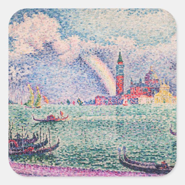 Pegatina Cuadrada Paul Signac - Arcoiris, Venecia (Anverso)