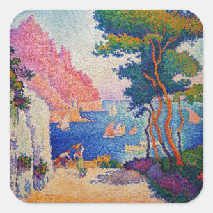 Pegatina Cuadrada Paul Signac - Cabo de Noli