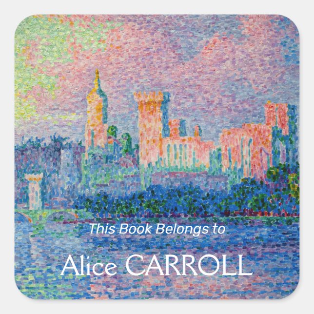 Pegatina Cuadrada Paul Signac - El Palacio Papal, Aviñón (Anverso)
