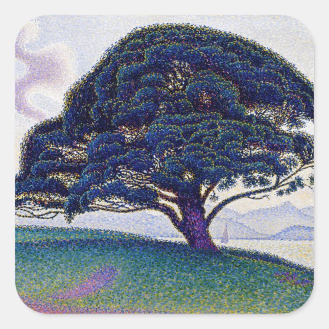 Pegatina Cuadrada Paul Signac - El Pino Bonaventure (Anverso)