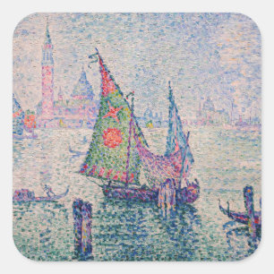 Pegatina Cuadrada Paul Signac - La vela verde