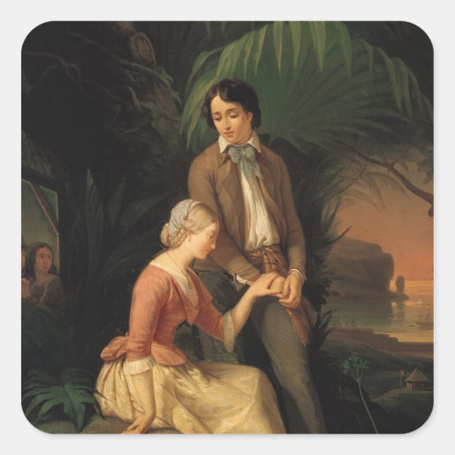 Pegatina Cuadrada Paul y Virginie (Anverso)