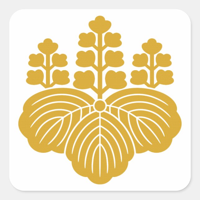 Pegatina Cuadrada Paulownia con 5&7 floraciones (Anverso)