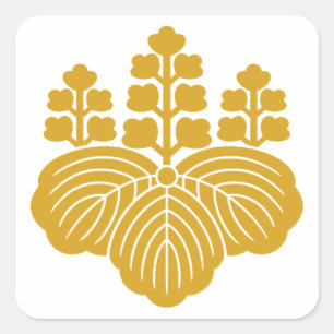 Pegatina Cuadrada Paulownia con 5&7 flores