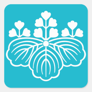 Pegatina Cuadrada paulownia sombría con 5 y 3 florecimiento