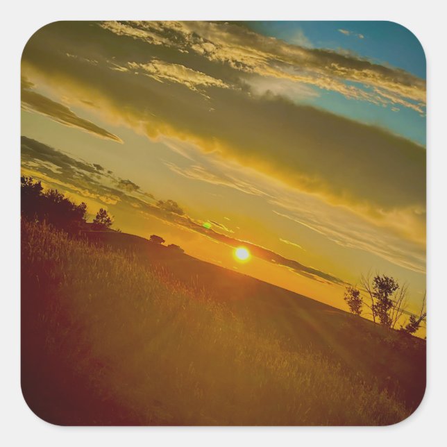 Pegatina Cuadrada Pausa de la Tarde (Anverso)