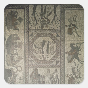 Pegatina Cuadrada Pavimento de mosaico del chalet romano en el punto