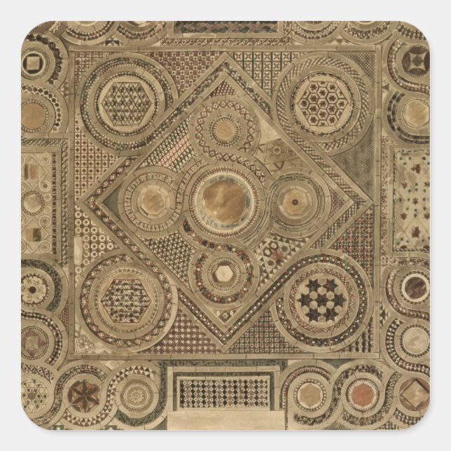 Pegatina Cuadrada Pavimento de mosaico frente al Altar, placa A de ' (Anverso)