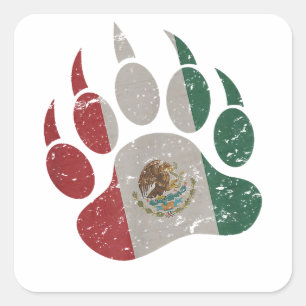 Pegatina Cuadrada Paw de oso mexicano - Oso gay